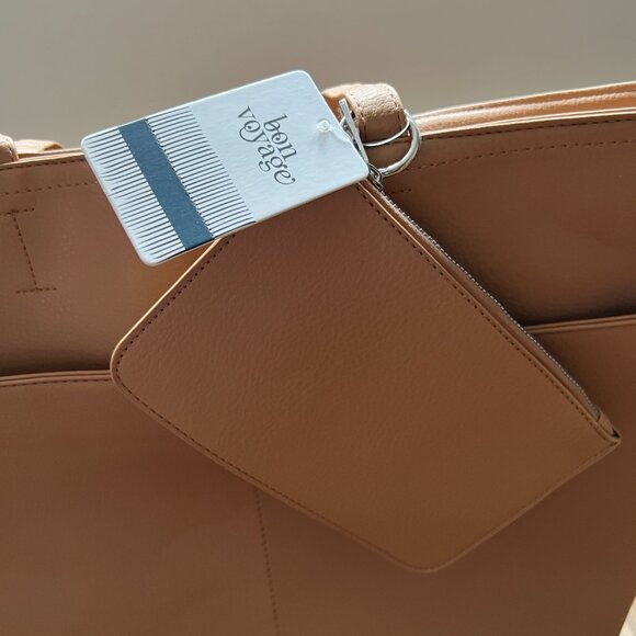 Bon Voyage Beige Brown Large Shoulder Tote Bag with Coin Purse - NWT - Picture 5 of 8
